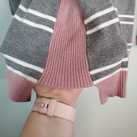 Pink Rose Gray and Pink Striped Long Sleeve Shirt L - Picture 5 of 8